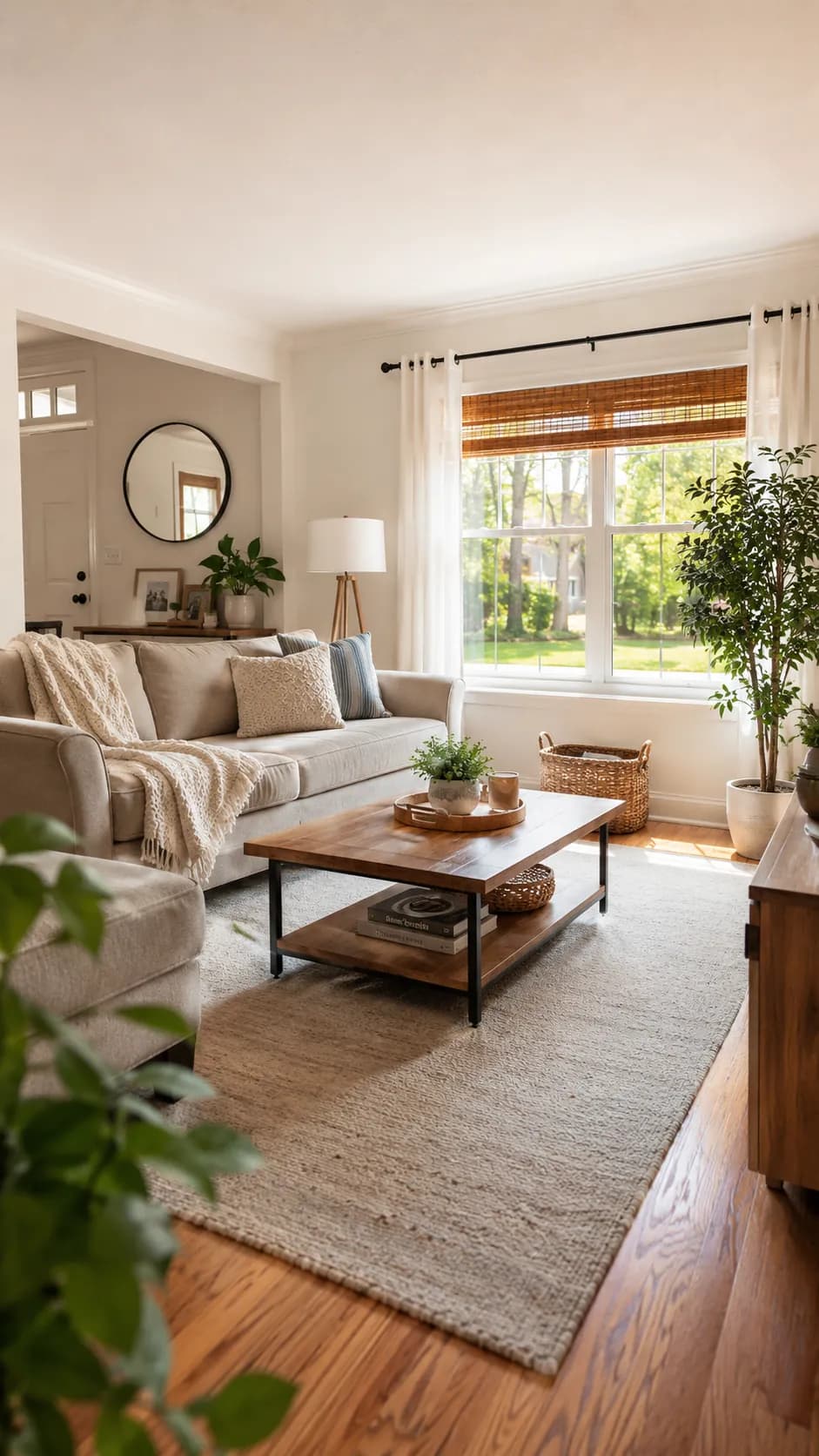 Tidy living room with a rug and coffee table in a Fort Worth home on a monthly cleaning schedule